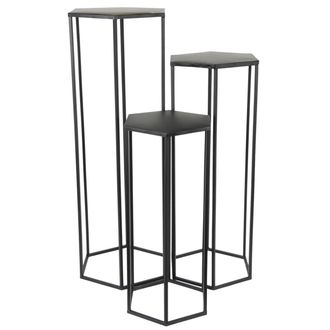 OEM Juego De 3 Soportes Para Flores De Metal Negro