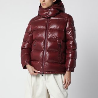 Moncler Dark red Maire down jacket in nylon laqu&eacute;