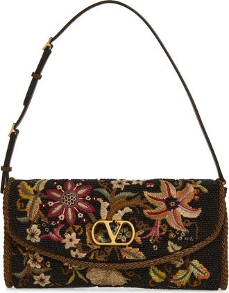 Valentino Garavani Vain Soft Embroidered Top Handle Bag in Multi Brown at Nordstrom