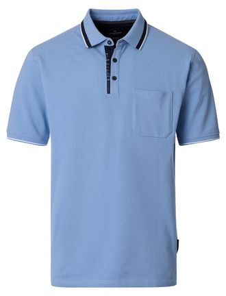 Casamoda blauwe polo met zwarte omlijning Casa Moda korte mouw