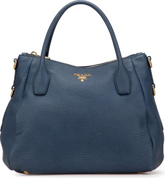 Prada Pre-owned Womens Galleria Satchel Leather Handbag - Medium Blue - One Size