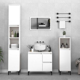 vidaXL Armario De Ba&ntilde;o Madera Contrachapada Blanco 65x33x60 Cm Vidaxl