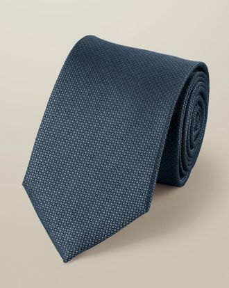 CHARLES TYRWHITT Silk Textured Tie - Airforce Blue Size OSFA by Charles Tyrwhitt