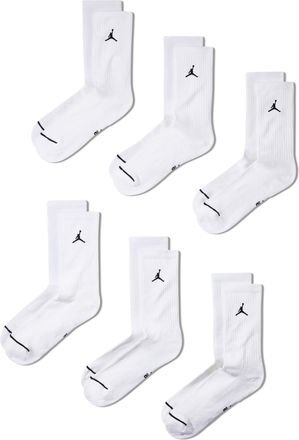 Nike Jordan Everyday Cushioned Crew Socks (6 Pairs) in White | HV6228-100