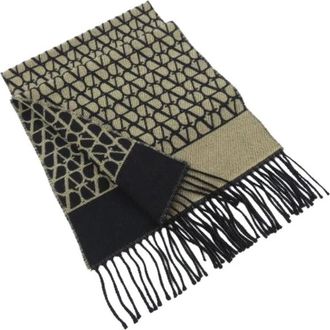 Valentino Pre-owned Scarves, male, Beige, Size: ONE SIZE Pre-owned Cashmere Blend Muffler