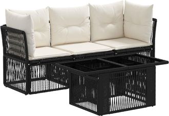 vidaXL Conjunto De Sof&aacute;s De Jard&iacute;n 4 Uds. Negro Rat&aacute;n Sint&eacute;tico Vidaxl