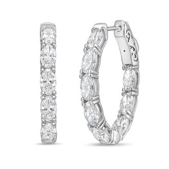 Diana M. Jewels 14kt white gold lab grown diamond oval north south hoops weighing 3.10 cts total weight set in a four prong setting