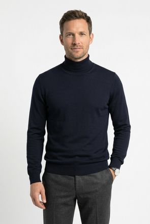 Olymp Rollkragenpullover OLYMP OLYMP Strick Casual, Herren, Gr. 4XL, blau (marine), Strick, Obermaterial: 100% Schurwolle, regular fit, Strickb&uuml;ndchen, Pull