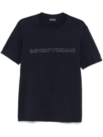 Emporio Armani logo-embroidered T-shirt - men - Cotton - L - Blue