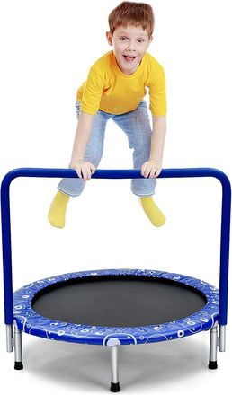 Costway Costway - Cama El&aacute;stica 92 Cm Para Ni&ntilde;os Tranpol&iacute;n Plegable Capacidad 150 Kg Con Cobertura Acolchada De Seguridad (azul)