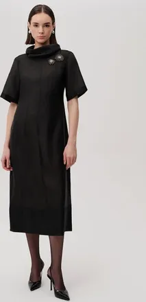 Exquise Jadiyn Dress High Neck Long Sleeve Dress in Black at Nordstrom, Size Xx-Large