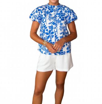 Sugarlips Maisie Floral Blouse In Blue