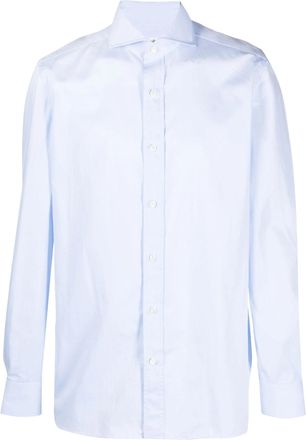 Borrelli Napoli Tailored White Cotton Shirt With Classic Collar And Structured Cuffs