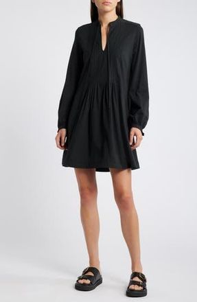 Nation Ltd Ariana Pintuck Long Sleeve Organic Cotton Dress in Jet Black at Nordstrom Rack, Size Medium