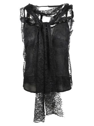 Pinko Skoda Lace Front Tie Tank Top