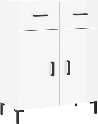 vidaXL Aparador de madera contrachapada blanco brillante 69,5x34x90 cm vidaXL