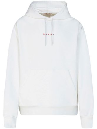 Marni logo-print cotton hoodie - men - Cotton - 46 - White