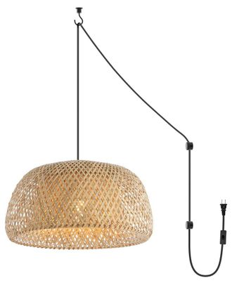 Jonathan Y Designs Jonathan Y Mateo 18In 1-Light Farmhouse Bamboo 180In Cord Plug-In Or Hardwired Led Pendant