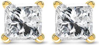 House of Brilliance IGI Certified 3/8 Cttw Princess Diamond Solitaire Stud Earrings in 14K Yellow Gold at Nordstrom