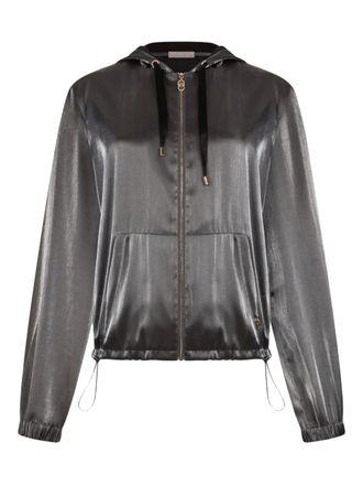 Liu Jo laminated hooded jacket - women - Viscose/Polyester/Polyester - S - Grey