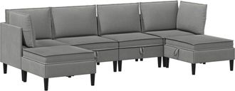 vidaXL Juego De Muebles De Sal&oacute;n 6 Uds. Gris Oscuro Tela Vidaxl