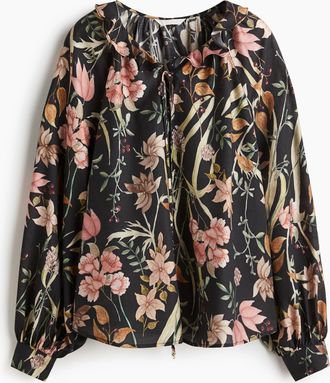 H&M Bluse mit Volantkragen - Schwarz