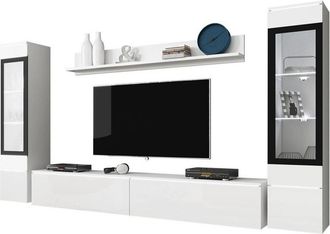 Mirjan24 Mobilier1 - Conjunto De Sal&oacute;n Sarasota 126, Blanco + Blanco Brillante