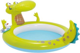 Trade Shop Trade Shop - Piscina Gonfiabile Per Bambini Coccodrillo Con Spruzzo 198 X 160 X 91 Cm Giochi
