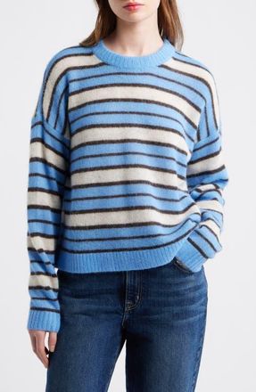 Madewell Oversize Pullover Sweater in Blue Multi Stripe at Nordstrom, Size Xx-Large