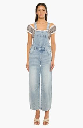 Kancan Aide Barrel Leg Denim Overalls in Medium Light Wash at Nordstrom, Size X-Large