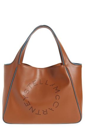 Stella McCartney Perforated Logo Faux Leather Tote in Brandy at Nordstrom
