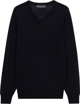 Brooks Brothers Truien & Vesten, Heren, Blauw, 3Xl, Wol, Merino Wol V-hals Trui