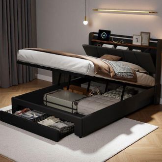 OEM Cama Lit 140x200 Cm - 250402hxf - Gran Almacenamiento - Led Integrada - Puerto Usb
