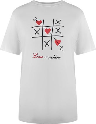 Love Moschino Tic-Tac-Toe T-shirt voor volwassenen (Wit)