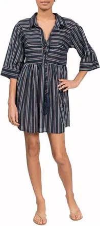 Everyday Ritual Georgina Stripe Cover-Up Minidress in Midnight Stripe at Nordstrom, Size X-Large
