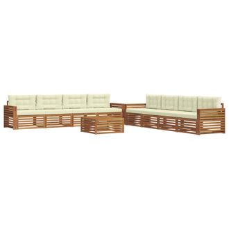 vidaXL Set Di Divani Da Esterno 9 Pz Naturale E Crema Vidaxl