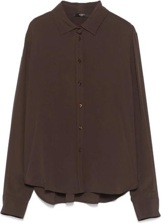 Seventy Bruine knoopmanchet overhemd met gebogen zoom - Dames - Overhemden - Bruin - L - Overhemden