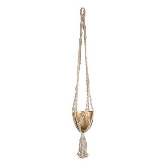Foreside Home And Garden Macrame Hanging Planter Cotton & Metal in Gold at Nordstrom
