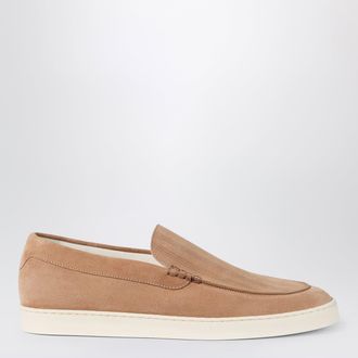 Brunello Cucinelli Light brown chevron-effect suede slip-ons