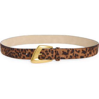 Vince Camuto Asymmetrical Buckle Faux Leather Belt in Leopard at Nordstrom Rack, Size X-Large