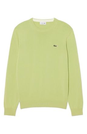 Lacoste Solid Cotton Jersey Crewneck Sweater in Birch at Nordstrom, Size 6