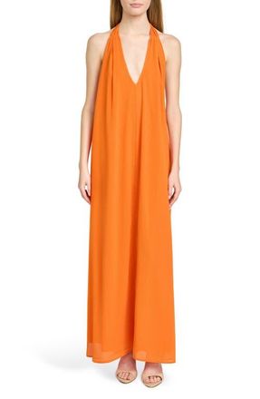 Wayf x Hannah Lovey Porter Solana Halter Maxi Dress in Orange at Nordstrom, Size X-Large