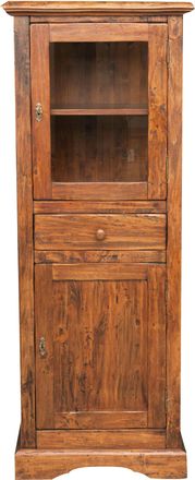 Biscottini International Biscottini - Vitrina Country De Madera Maciza De Tilo Acabado Con Efecto Nogal 55x43x150 Cm