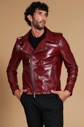 D'Arienzo Chiodo in pelle rosso ancora con alette sulle spalle e reverse ampio DArienzo, Seleziona Taglia 46, Colore Rosso