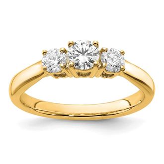 Diamond2Deal 14k Gold Lab Grown Diamond 3-Stone Band Ring 3/4Ct Clarity- VS Color- G-H