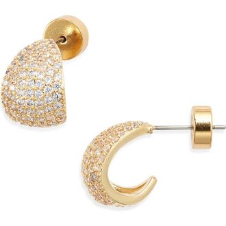 Nordstrom Pav&eacute; Huggie Hoop Earrings in Clear- Gold at Nordstrom Rack