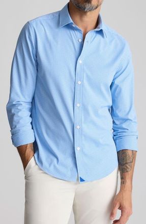 UNTUCKit Bravo Microcheck Performance Button-Up Shirt in Blue at Nordstrom, Size X-Large
