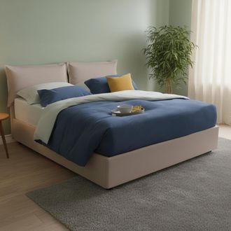 Dmora Cama Matrimonial Maya, Cama Contenedor Con Tapizado En Ecopiel, 100% Made In Italy, Apertura Frontal, Adecuado Para Colch&oacute;n 140x190 Cm, T&oacute;rtola, Con E