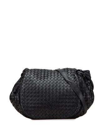 Bottega Veneta 2012-2025 Nappa Intrecciato Flap crossbodytas - Zwart