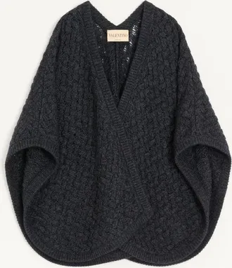 Valentino Garavani Wool and Mohair Poncho Wo